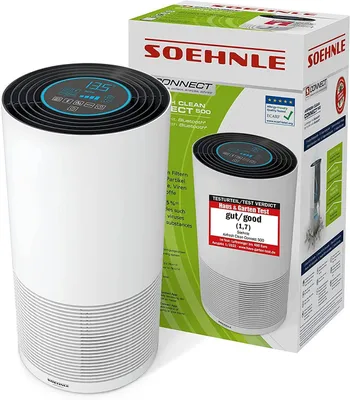 Produktbild von Soehnle Airfresh Connect 500 Luftreiniger Allergiker, Luftfilter 99,5% von Staub Pollen Gerüche Keime, CADR 300m³/h bis 78m² Raucherzimmer
