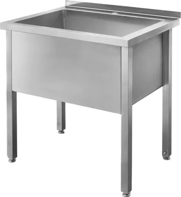 Zdjęcie produktu dla Basen zlewozmywak zlew ze stali nierdzewnej jednokomorowy przyścienny spawany Mega-M 80x60x85 cm