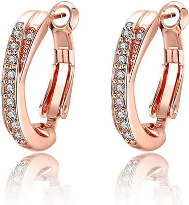 Produktbild von Mode elegante Creolen Huggie Ohrringe glänzenden Strass Party Schmuck Dame Geschenk