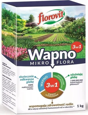 Zdjęcie produktu dla Florovit mikroflora nawóz wapno 1 kg wielofunkcyjny nawóz granulowany