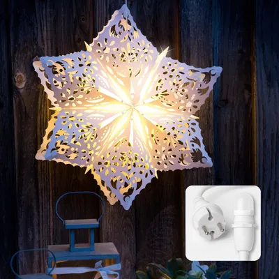 Produktbild von LED Deko Stern Schneeflocke weiß Outdoor Außen Kunststoff warmweiß Party Garten