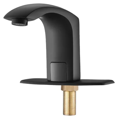 Image de Robinet de lavabo sans contact SucceBuy (noir mat) pour salle de bains, robinet à capteur automatique avec réglage de la température, robinetterie mains libres fonctionnant sur piles