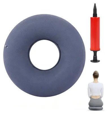 Image de Coussin en forme de beignet, coussin gonflable pour les soins postopératoires, les hémorroïdes, les douleurs au coccyx et la récupération après l'accouchement (gris)