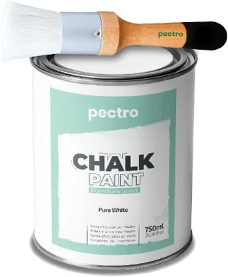 Immagine prodotto di Pittura a gesso per mobili, 750 ml, inclusa una speciale spatola in legno, colore bianco, ideale per progetti di restauro creativi