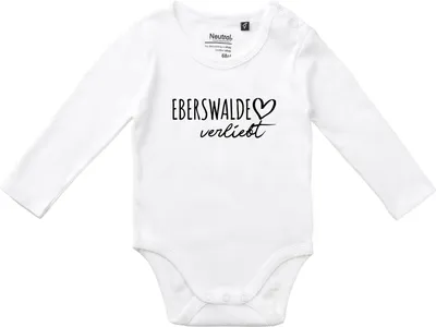 Produktbild von Huuraa Baby Body Eberswalde verliebt 68 White  Baumwolle Fairtrade Langarmbody Geschenkidee