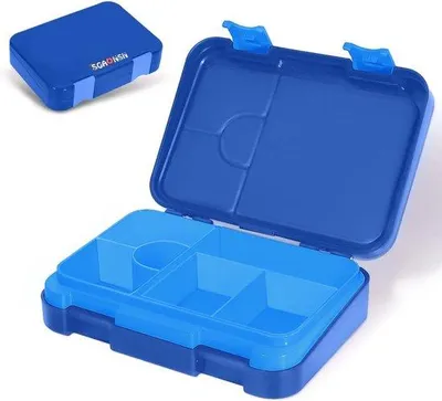 Immagine prodotto di Contenitore per il pranzo per bambini blu con 6 scomparti e chiusura a scatto