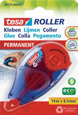 Produktbild von tesa Kleberoller 14m 8,4mm permanent ecoLogo Blister