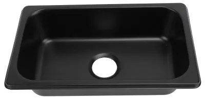 Image de Évier de cuisine rectangulaire en acier inoxydable RV 304 avec lavabo, sortie d'évacuation de 40 mm, pour bateaux, caravanes, yachts et bateaux, finition noir mat GR?1465B