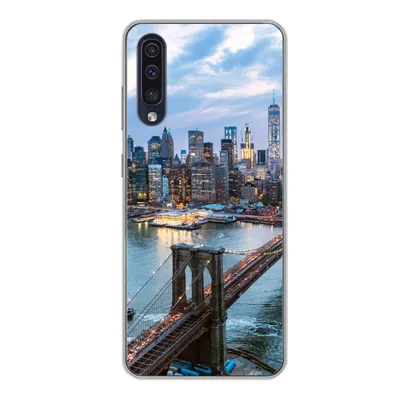 Produktbild von MuchoWow® Handyhülle Schutzhülle Hülle für Samsung Galaxy A50 New York - Brooklyn Bridge - Boot Silikon Softcase Handy Hülle - Mobiltelefonhülle