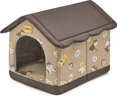 Produktbild von Famanu Hundehütte L-förmig für mittelgroße Hunde und Katzen - Warmes Schlafnest für drinnen