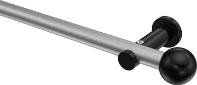 Produktbild von Interdeco Gardinenstange / Vorhangstange Silbergrau / Schwarz, Typ Platon Luino (Kugel) ohne Ringe, 20 mm Ø 1-läufig, 600 cm