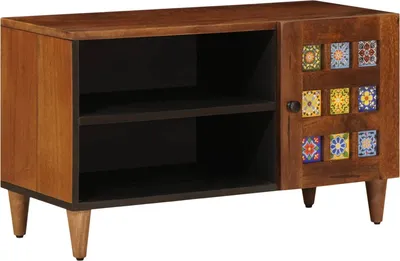 Obrázok produktu pre TV skrinka s dverami Orech 80 x 33 x 46 cm Masívne mango drevo