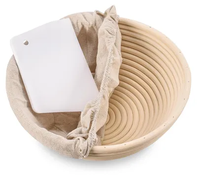 Image de Panier de fermentation en rotin tressé à la main, de forme ovale, de 28 cm, avec doublure en lin