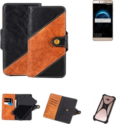 Produktbild von K-S-Trade Handyhülle Schutzhülle Bookstyle Case Wallet-Case kompatibel mit Leagoo T8s Handy Cover Bumper Klapphülle schwarz hellbraun 1x