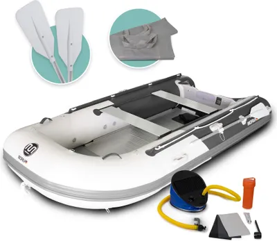 Produktbild von DA-330 Aufblasbares Schlauchboot, 320 cm, grau - dunkelgrau, Aluminiumboden, inkl. Zubehör, Angelboot, Paddelboot, Motorboot Kategorie C