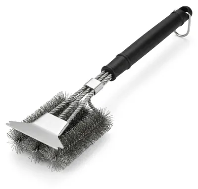 Imagen del producto de Cepillo para parrilla de acero inoxidable, con un mango de 45,7 cm de largo, ideal para la limpieza de parrillas