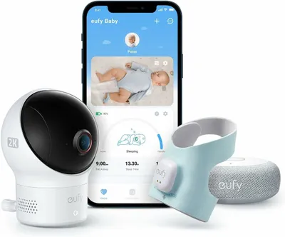Produktbild von Eufy Smart Sock S340, 4x, 2560 x 1440 Pixel, 0 - 330°, -110 - 110°, Socke, Weiß