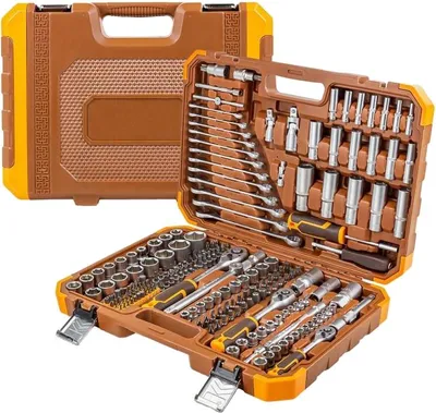Immagine prodotto di Set di attrezzi Forstime da 216 pezzi - Set completo di attrezzi da meccanico, 1/4", 3/8", 1/2", chiavi a cricchetto, punte e chiavi fisse, in una valigetta robusta, ideale per riparazioni di auto e