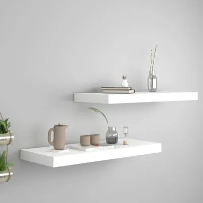 Produktbild von vidaXL Pływające półki ścienne 2 szt. Biały 60x23,5x3,8 cm MDF
