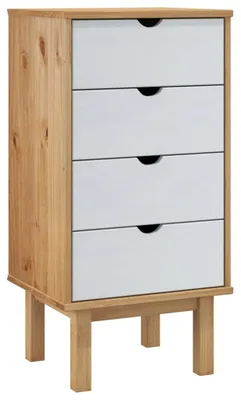 Immagine prodotto di vidaXL Comodino OTTA Marrone e bianco 45x39x90 cm Legno massello