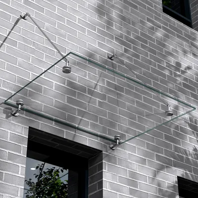 Produktbild von Haustürvordach VSG mit SGP Folie Vordach Edelstahl Pultvordach Glasvordach | DIBT Zulassung | 5X Zugfestigkeit |100X Steifigkeit 90x180cm VDG02K