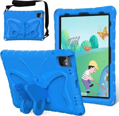 Obrázek produktu pro Dětské pouzdro pro iPad Air 11" M3/M2 2025/2024, lehké EVA pouzdro proti nárazům s ramenním popruhem a motýlkovým stojánkem Modrá