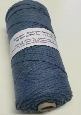 Image de Fil à macramé Fil de coton Macramee Fil de bricolage BLEU JEAN 150 mètres 2 mm TRACÉS