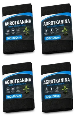 Produktbild von Unkrautvlies 100 x 100 cm, 4er Set – atmungsaktives Gartenvlies, wasserdurchlässig, UV-stabil, Mulchvlies für Beet & Hochbeet
