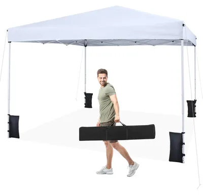 Zdjęcie produktu dla Altana COSTWAY 3x3 m, składana altana typu pop-up z regulacją wysokości, altana ogrodowa wodoodporna, namiot imprezowy z ochroną UV 50+ wraz z torbą transportową i 4 workami z piaskiem