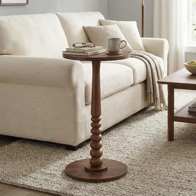 Produktbild von VASAGLE Runder Couchtisch, Beine aus Massivholz, Nachttisch, Beistelltisch für Schlafzimmer, Wohnzimmer, braun
