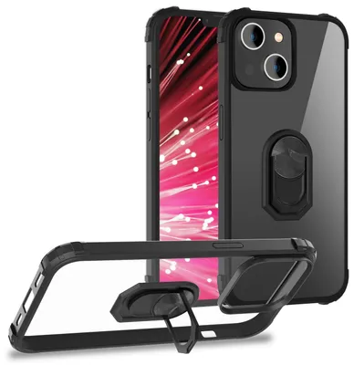 Image de Pour iPhone 14 Plus Étui anneau Étui mobile transparent Cadre de protection Noir