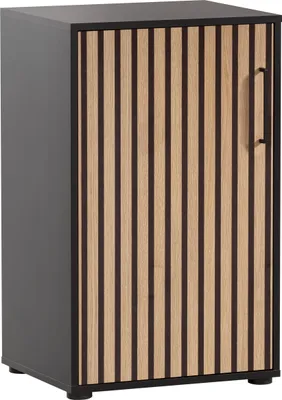 Produktbild von Möbelpartner Aktenschrank Raven | Small | HxBxT 84x51x41cm | 2 Fächern & 1 Flügeltür | Akustikpaneele Eiche/Schwarz