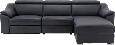Produktbild von Ecksofa PEDRERA mit elektrischer Relax-Funktion, aus schwarzem Superior-Leder – rechtsseitig