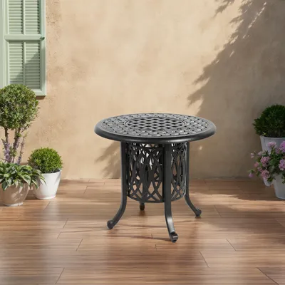 Produktbild von Aluminium-Tisch im Freien mit Eiseimer, Patio-Beistelltisch, Aluminium-Endtisch mit verstellbaren Fu?polstern, Kleiner Couchtisch im Freien