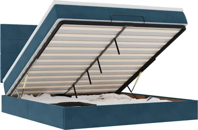 Productafbeelding van vidaXL Ottomanbed met matras en LED-verlichting, donkerblauw, 180x200 cm, fluweel