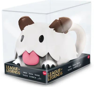 A Poro mug from League of Legends, presented in its retail packaging.