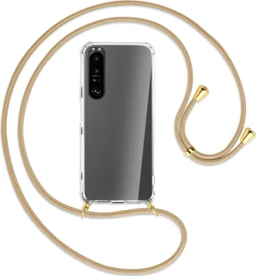 Produktbild von Handykette Backcover-Schutzhülle mit Band (Metall goldfarben) für Sony Xperia 1 III - caramel