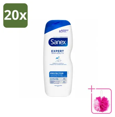 Imagen del producto de 20 unidades de gel de ducha Sanex Expert Skin Health Protector, 600 ml, pack ahorro