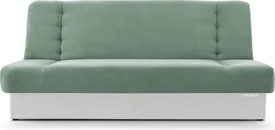 Produktbild von MOEBLO Schlafsofa CYPRUS – Sofa Kippsofa Klappsofa Click-Clack Couch für Wohnzimmer Federkern Sofagarnitur Polstersofa mit Bettkasten und Schlaffunktion (BxHxT): 192x85x92 cm (Mint + Weiß - Soro 34 + Soft 17)