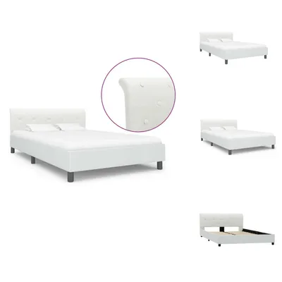 Zdjęcie produktu dla vidaXL Rama łóżka biała imitacja skóry 140×200 cm - Łóżka i ramy łóżek