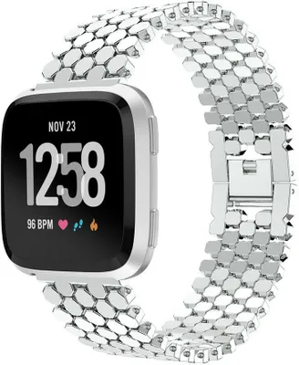 Produktbild von Strap-it Fitbit Versa / Versa 2 Stahl-Fischarmband (Silber)
