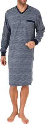 Produktbild von Elegantes Herren Nachthemd langarm mit Bündchen - Minimalprint 212 101 10 431 ; grau , 50