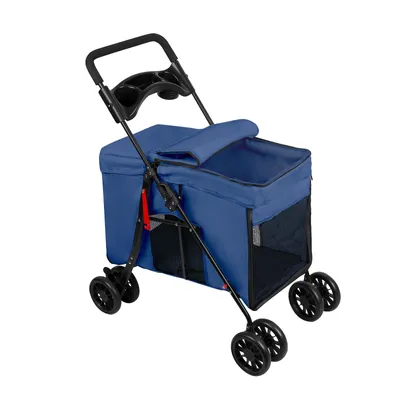 Produktbild von Hundebuggy Hundebox Faltbar Katzenbuggy mit Netzfenstern Blau