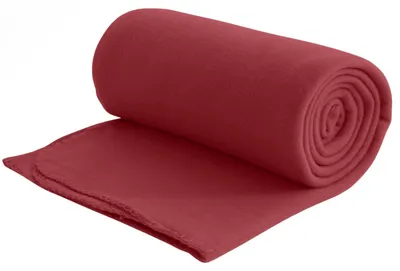 Produktbild von Fleecedecke dunkelrot aus 100% recyceltem Material + OEKO-TEX  130x160 ca. 400 g schwer mit Anti-Pilling und Kettelrand