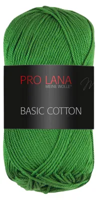 Produktbild von Pro Lana BASIC Baumwolle Baumwollgarn 50 g ideal für Kleidung, Spielzeug, Accessoires 125 m Farbe 075 - grasgrün