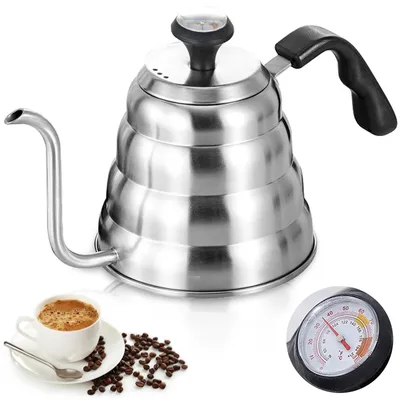 Schwanenhals-Wasserkocher 1200 ml Edelstahl mit Thermometer