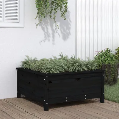 Zdjęcie produktu dla Maison Exclusive – donica na rośliny, czarna, 82,5 x 82,5 x 39 cm, lite drewno sosnowe