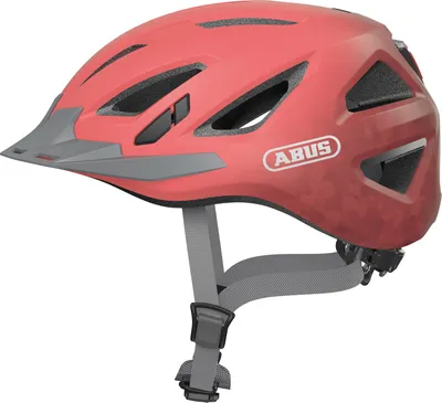 Immagine prodotto di ABUS Urban-I 3.0 city helmet - casco da bici con luce posteriore, visiera e chiusura magnetica - per uomo e donna - corallo, taglia L (56-61 cm)