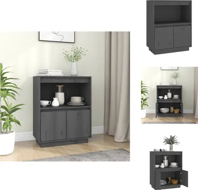 Obrázok produktu pre vidaXL Príborník sivý 60x34x75 cm z masívneho borovicového dreva - Príborníky