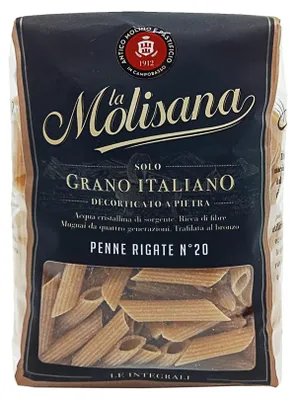 Produktbild von 6x La Molisana Pasta Integrale Penne Rigate n°20 Vollkornnudeln Vollkornpasta,100% italienischer Weizen,Bronzepaste 500g Packung + Italian Gourmet Polpa di Pomodoro 400g Dose